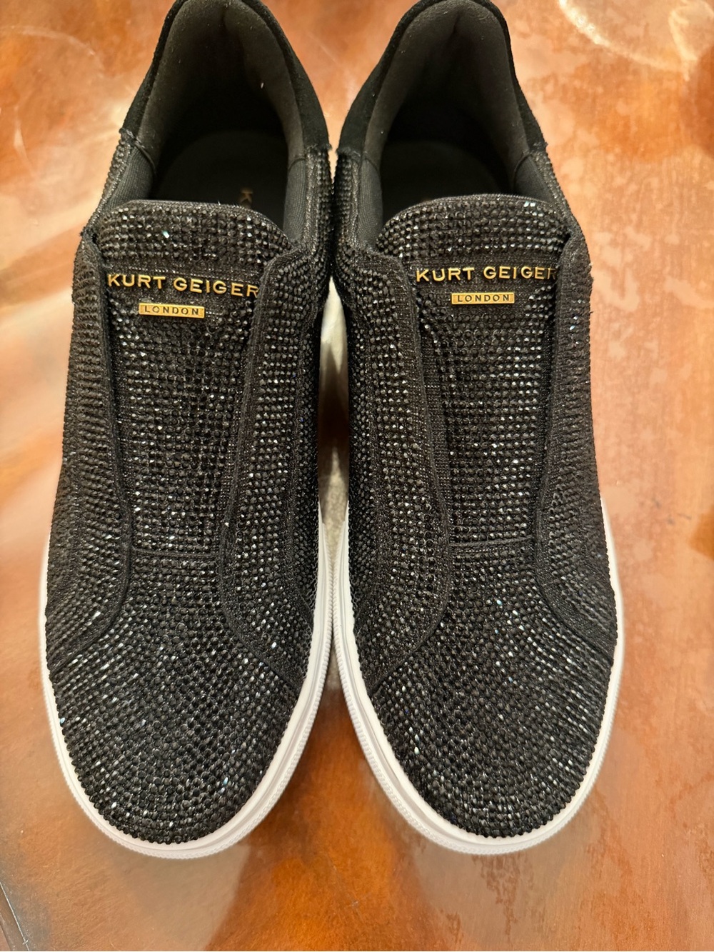 Kurt Geiger Black Leather Cutout Slip-On Heels